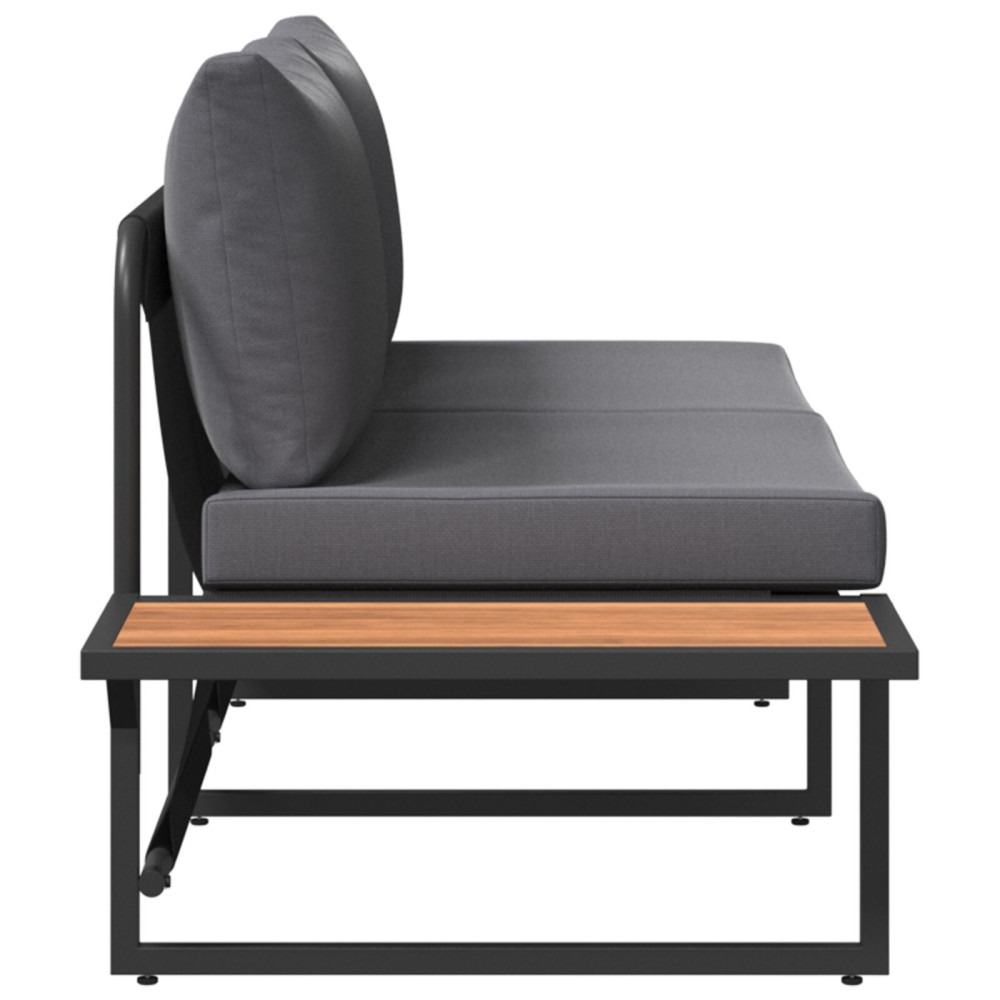Produktbild för Trädgårdsoffa med kudde Antracit 200,5 x 70 x 85,5 cm Stål