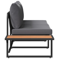 Produktbild för Trädgårdsoffa med kudde Antracit 200,5 x 70 x 85,5 cm Stål