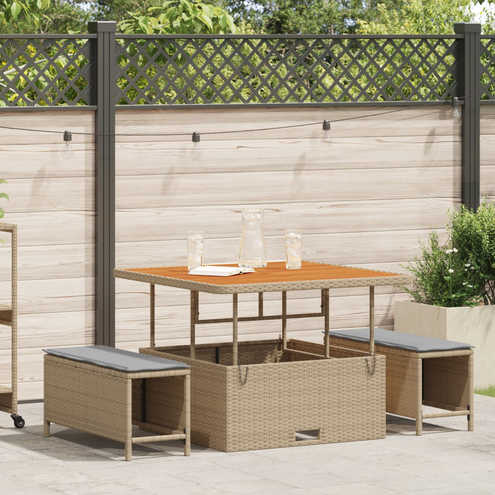 Produktbild för Trädgårdsmöbelset Beige konstrotting