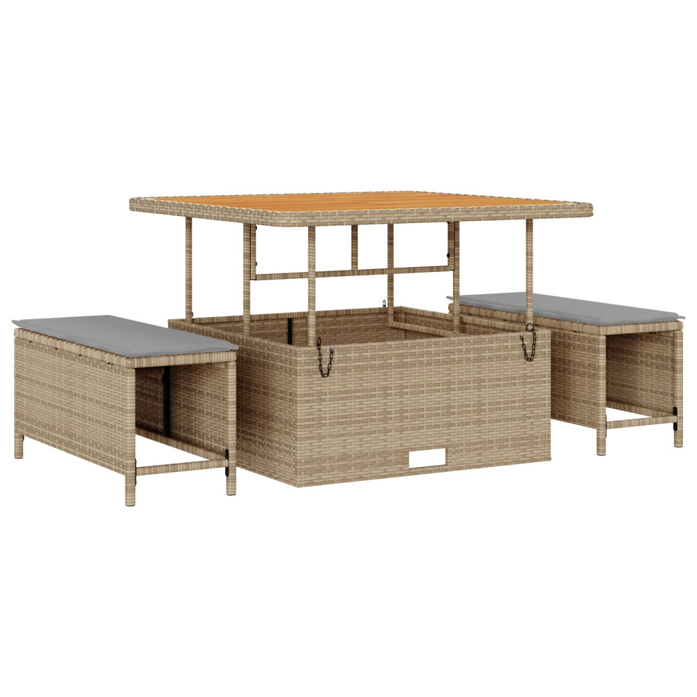 Produktbild för Trädgårdsmöbelset Beige konstrotting