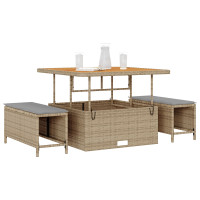 Produktbild för Trädgårdsmöbelset Beige konstrotting