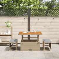 Produktbild för Trädgårdsmöbelset Beige konstrotting
