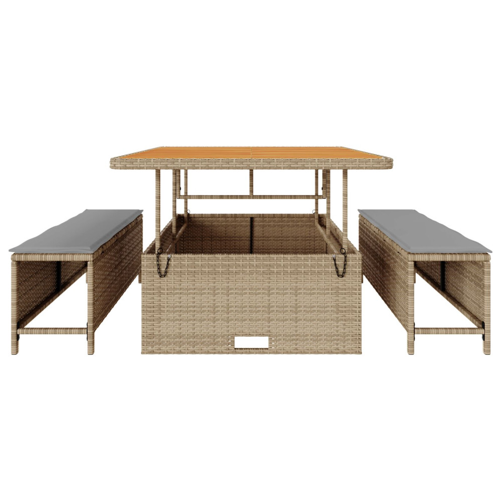 Produktbild för Trädgårdsmöbelset Beige konstrotting