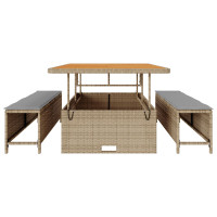 Produktbild för Trädgårdsmöbelset Beige konstrotting