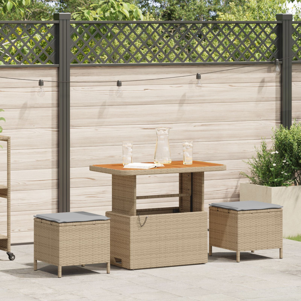 Produktbild för Trädgårdsmöbelset Beige konstrotting