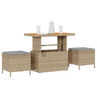 Produktbild för Trädgårdsmöbelset Beige konstrotting