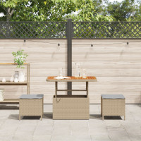 Produktbild för Trädgårdsmöbelset Beige konstrotting