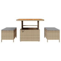 Produktbild för Trädgårdsmöbelset Beige konstrotting