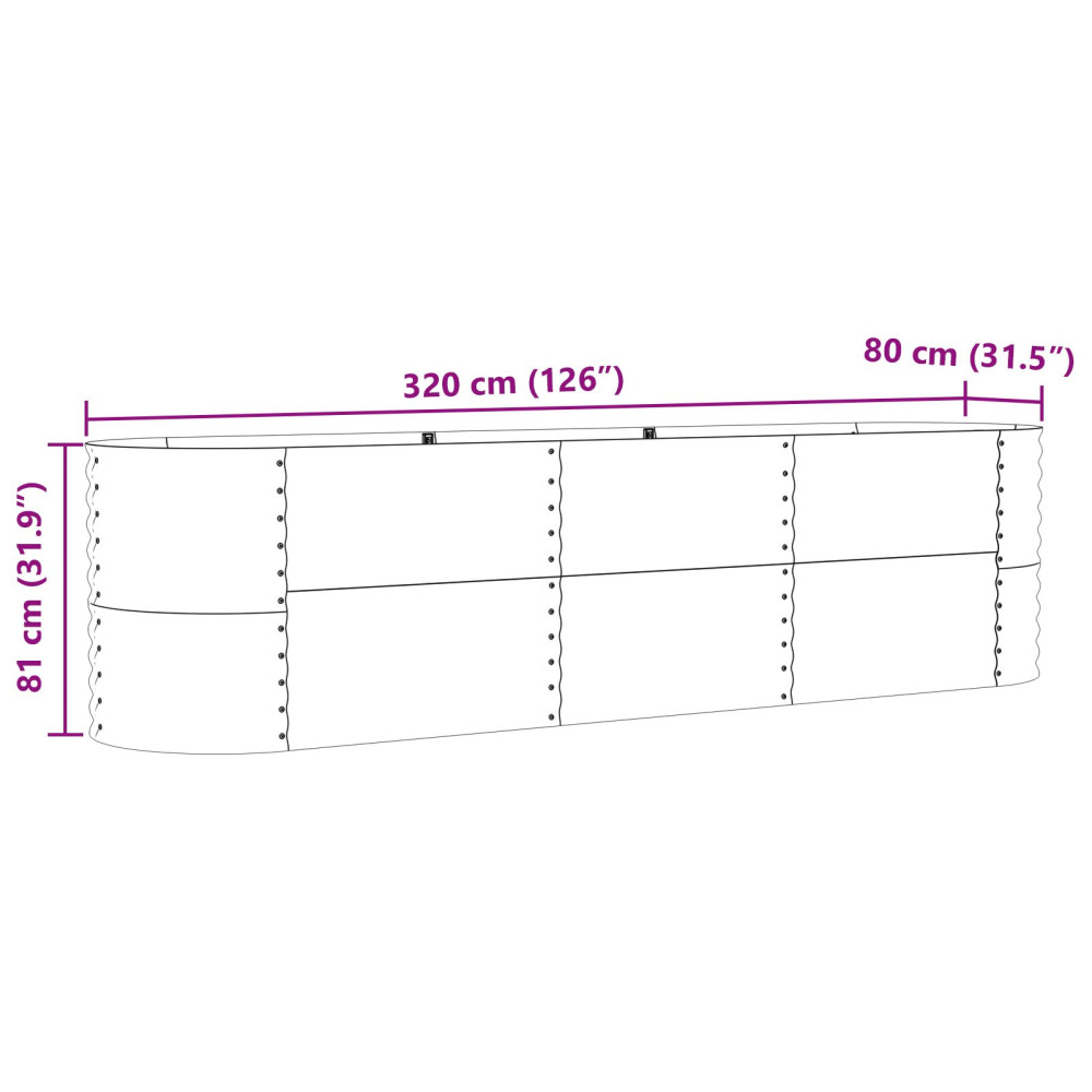 Produktbild för Höjd bädd Brun 320 x 80 x 81 cm Stål