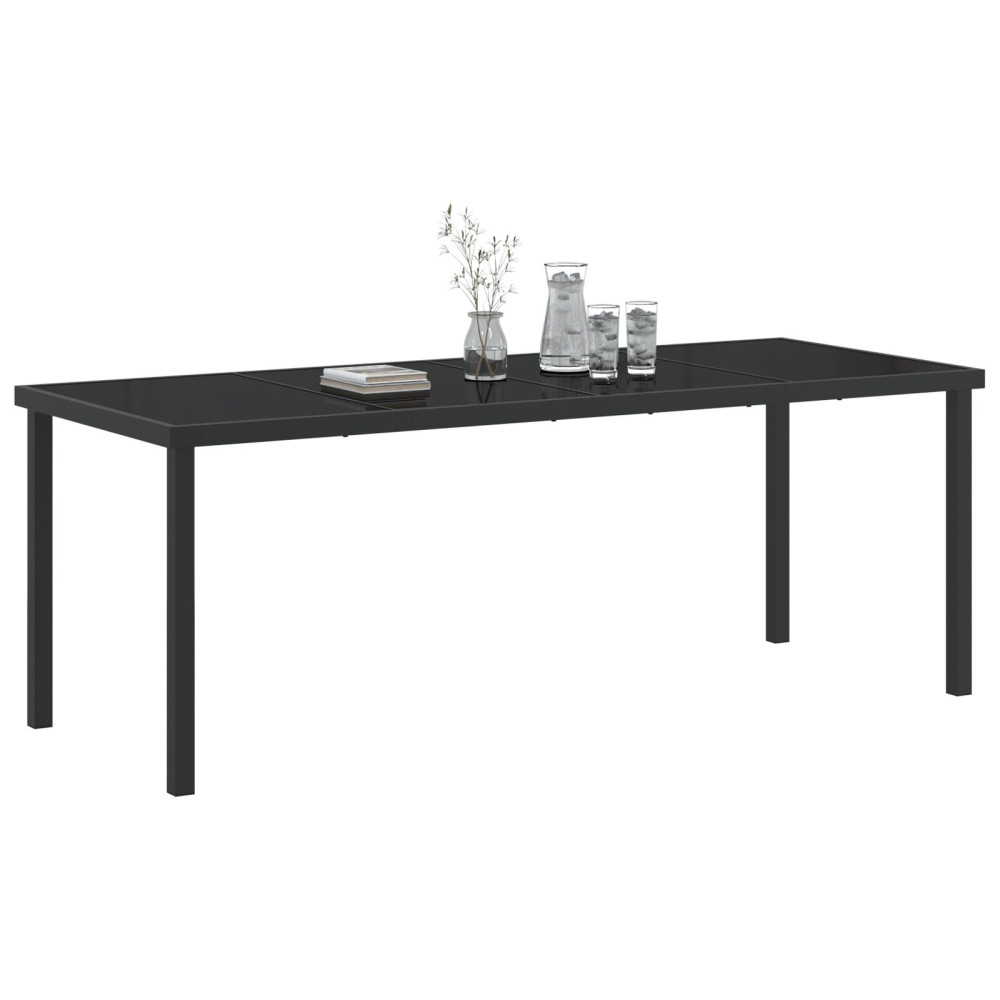 Produktbild för Trädgårdsbord Svart 200 x 80 x 73 cm Metall