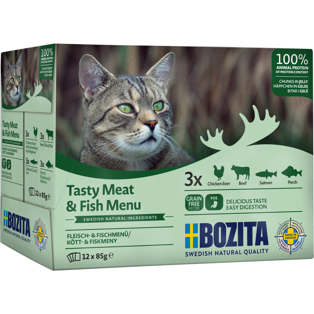 Produktbild för Meat & Fish in Jelly Våtfoder för katt 12x85g