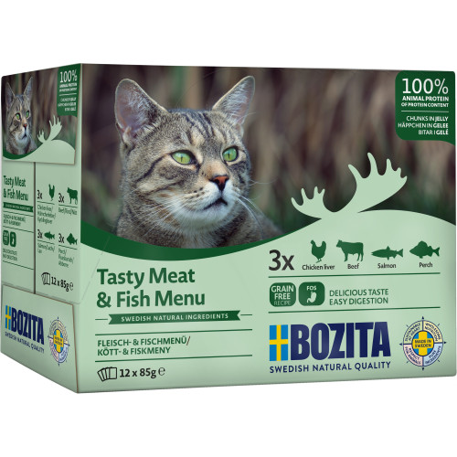 BOZITA Meat & Fish in Jelly Våtfoder för katt 12x85g