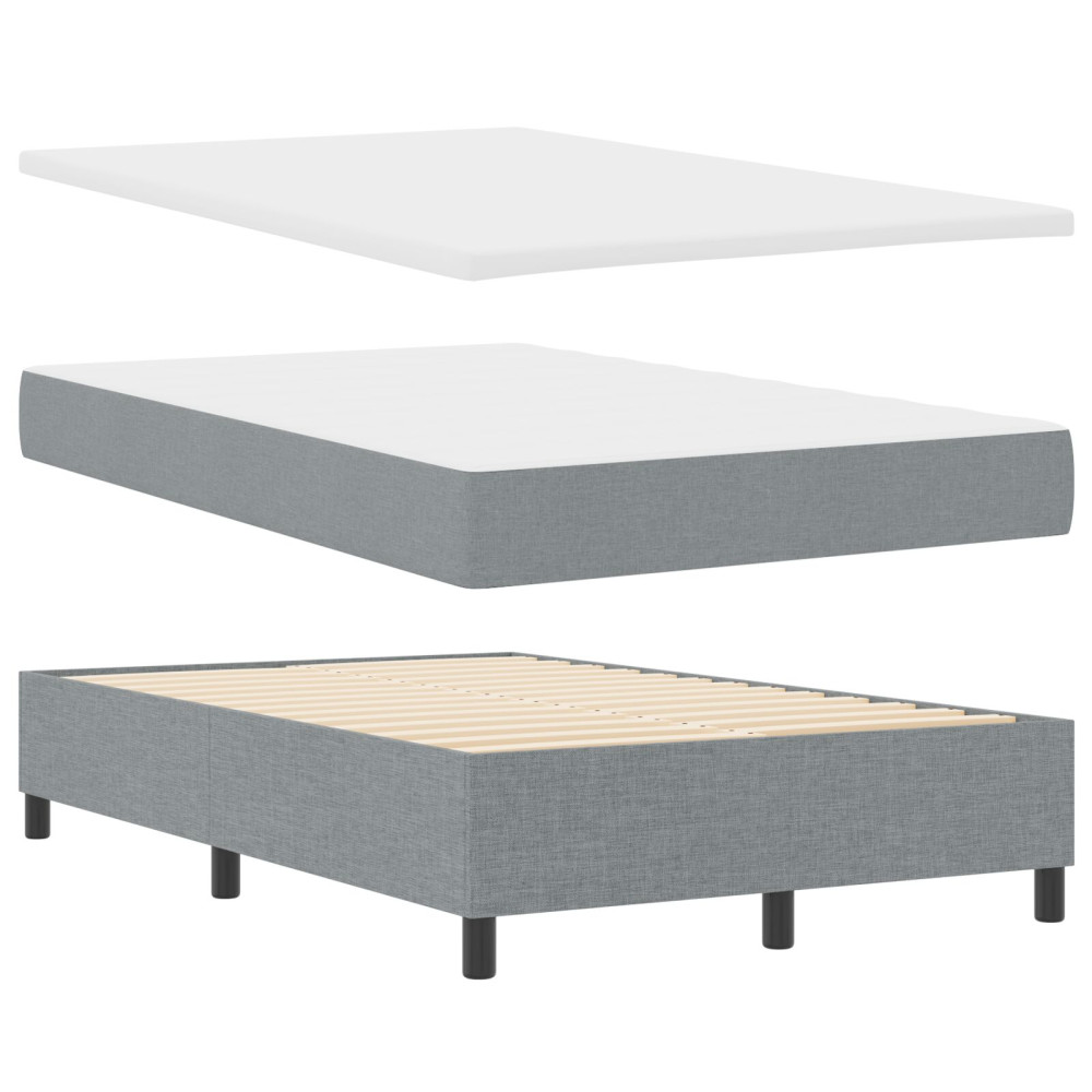 Produktbild för Bäddfjäder med madrass med huvudgavel Ljusgrå 120 x 200 cm tyg