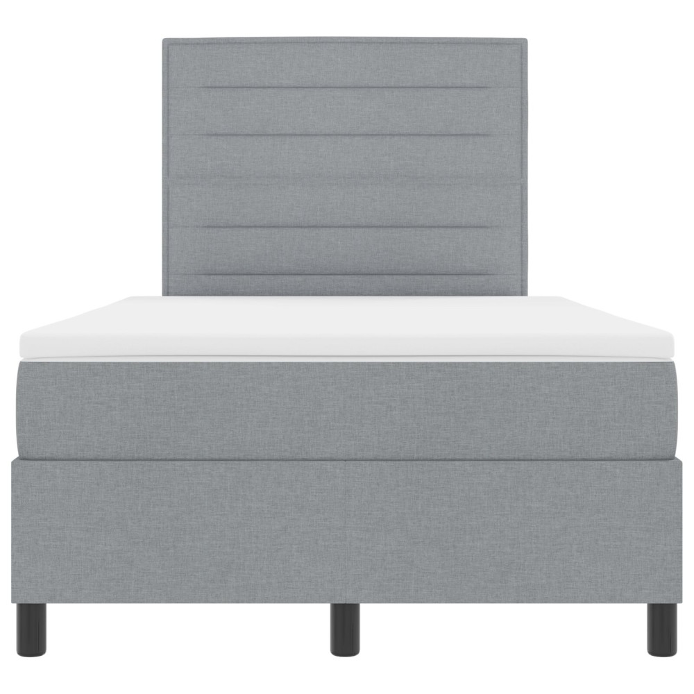 Produktbild för Bäddfjäder med madrass med huvudgavel Ljusgrå 120 x 200 cm tyg