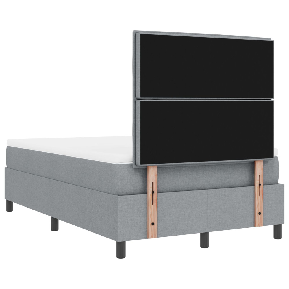 Produktbild för Bäddfjäder med madrass med huvudgavel Ljusgrå 120 x 200 cm tyg