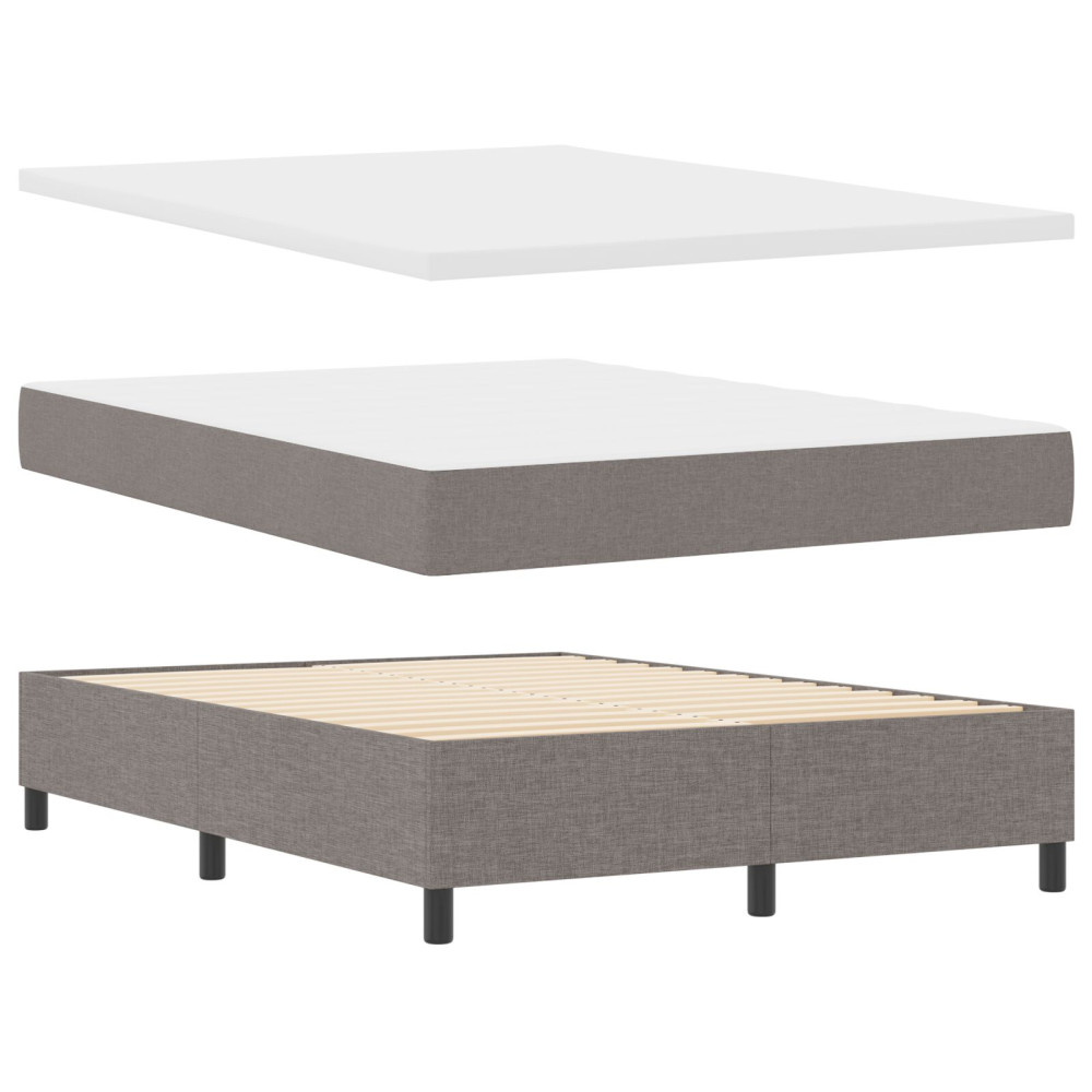 Produktbild för Bäddfjäder med madrass med huvudgavel Taupe 140 x 190 cm tyg