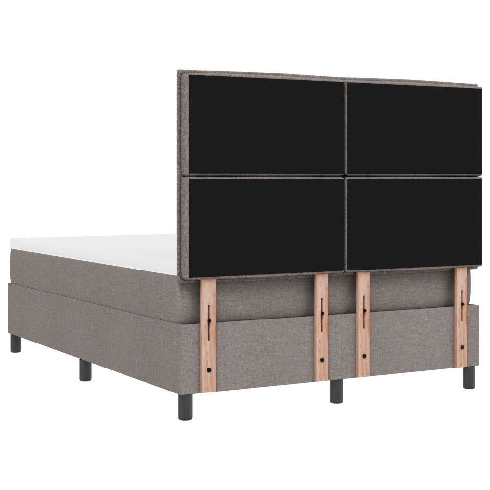 Produktbild för Bäddfjäder med madrass med huvudgavel Taupe 140 x 190 cm tyg