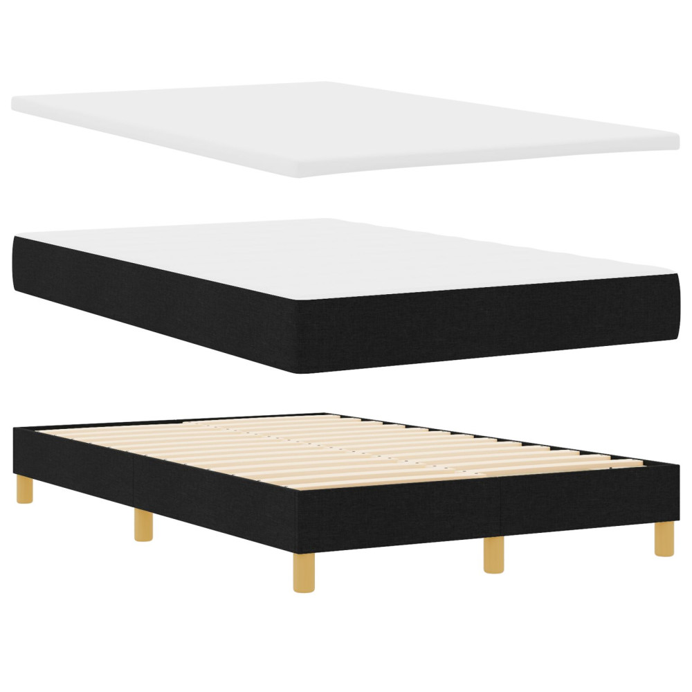 Produktbild för LED Box Säng med LED-ljusslingor Svart 120 x 200 cm tyg