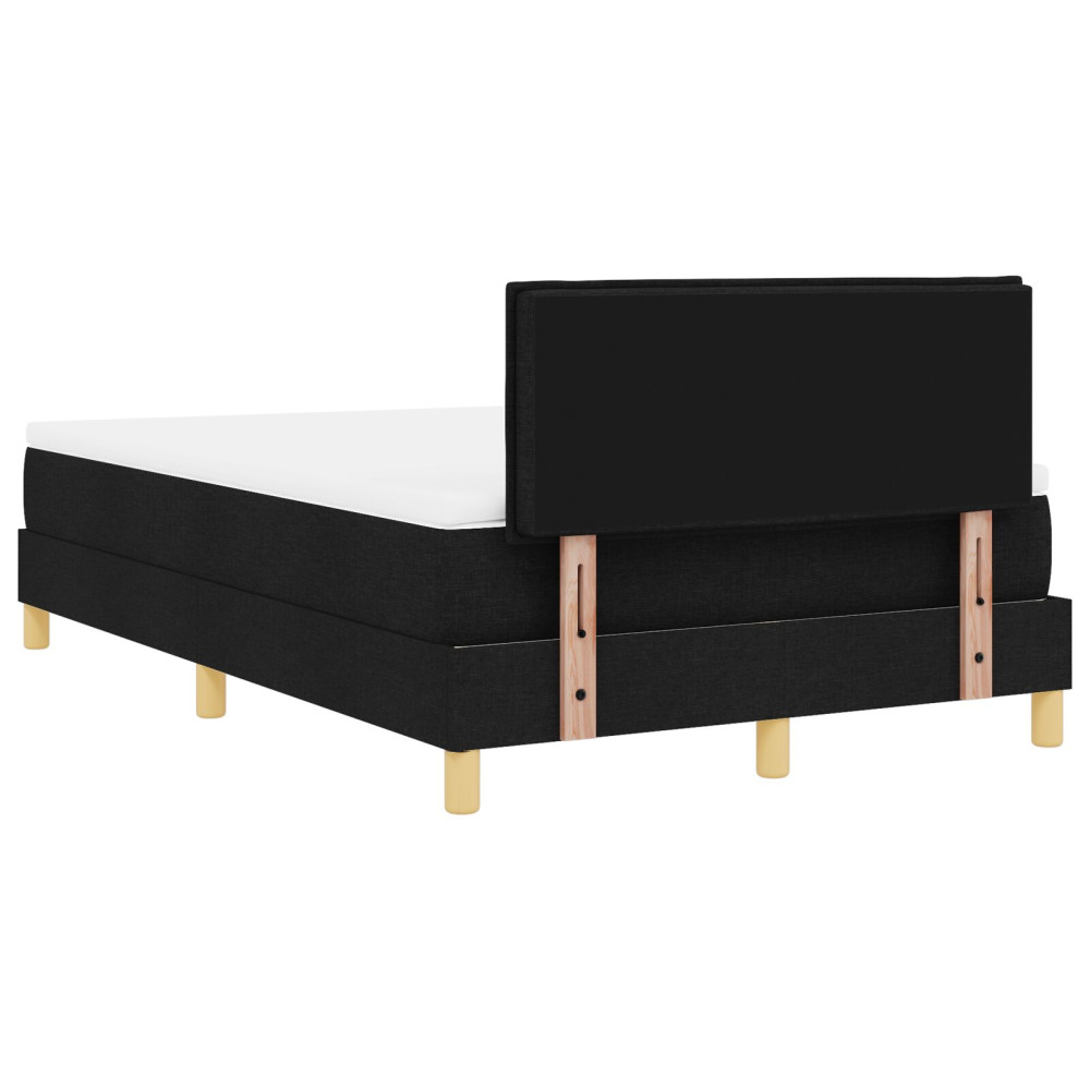Produktbild för LED Box Säng med LED-ljusslingor Svart 120 x 200 cm tyg