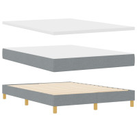 Produktbild för LED Box Säng med LED-ljusslingor Ljusgrå 160 x 200 cm tyg