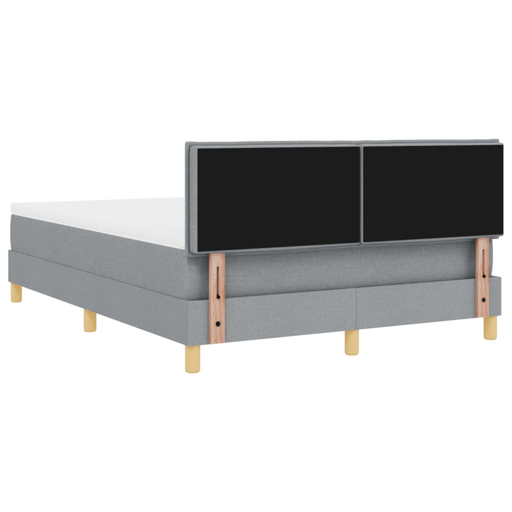 Produktbild för LED Box Säng med LED-ljusslingor Ljusgrå 160 x 200 cm tyg