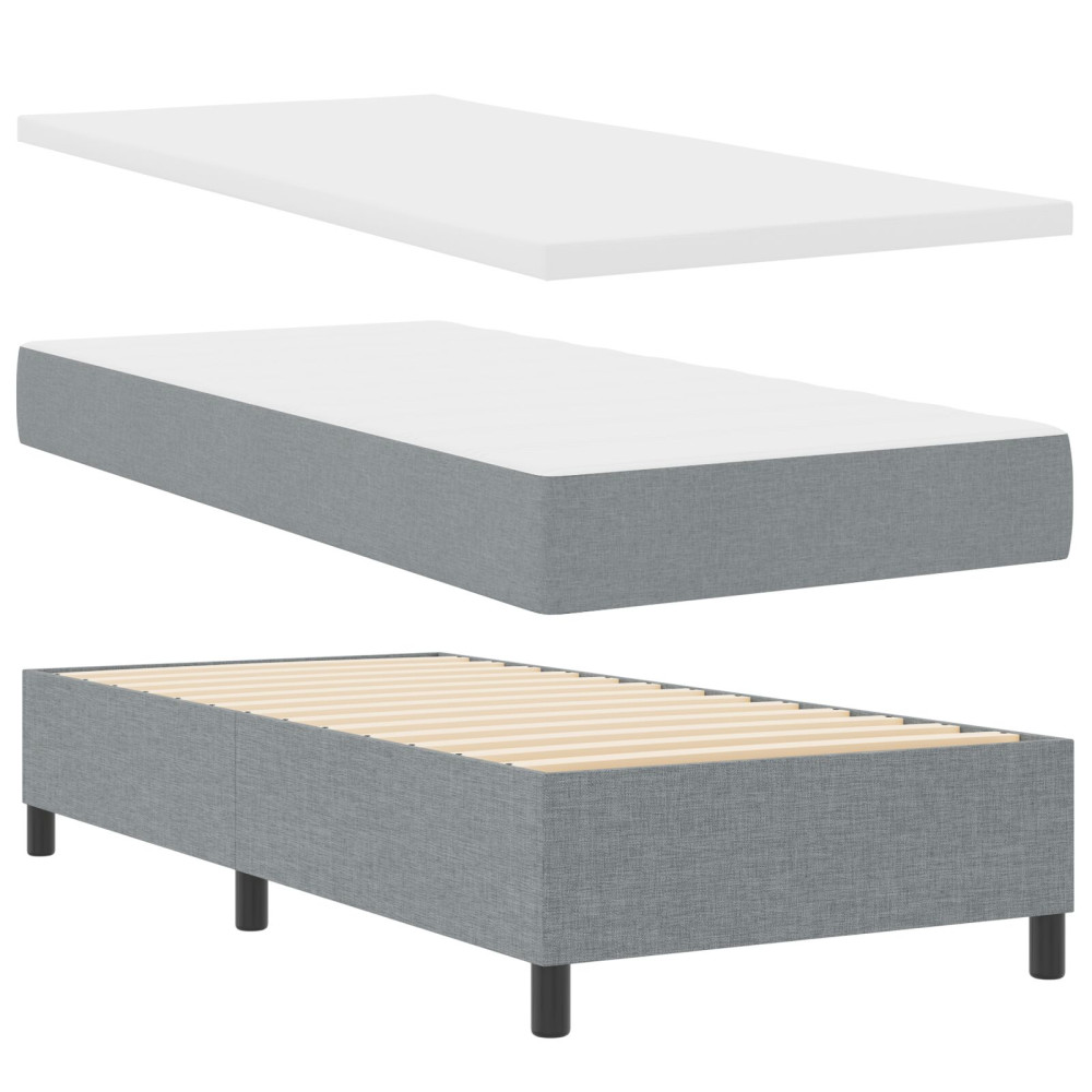 Produktbild för Bäddfjäder med huvudgavel Ljusgrå 100 x 200 cm tyg