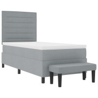 Produktbild för Bäddfjäder med huvudgavel Ljusgrå 100 x 200 cm tyg