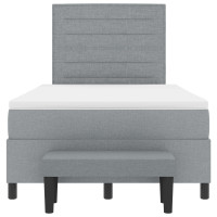 Produktbild för Bäddfjäder med kudde med huvudgavel Ljusgrå 120 x 200 cm tyg
