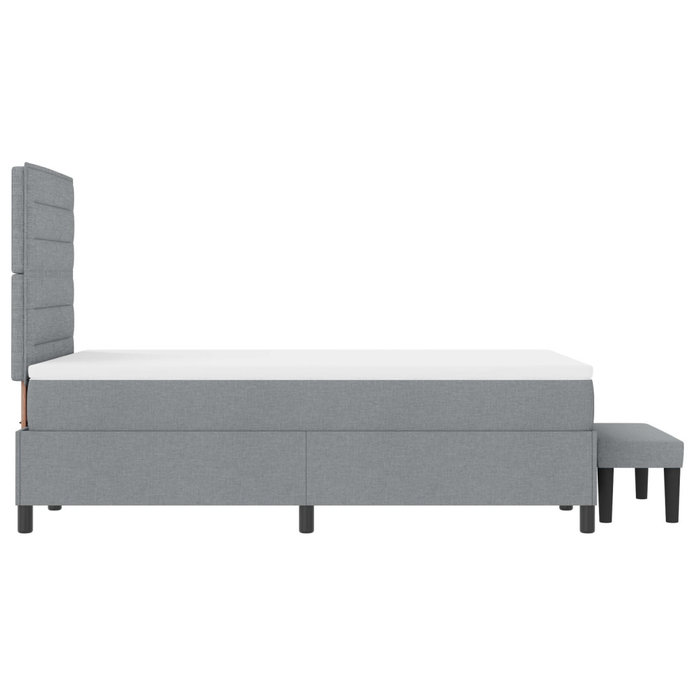 Produktbild för Bäddfjäder med kudde med huvudgavel Ljusgrå 120 x 200 cm tyg