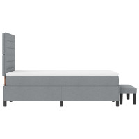 Produktbild för Bäddfjäder med kudde med huvudgavel Ljusgrå 120 x 200 cm tyg