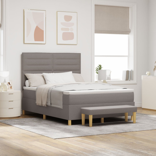 vidaXL Bäddfjäder med huvudgavel Taupe 190 x 140 cm tyg - Sängar & Sängramar