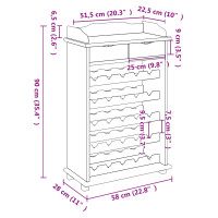 Produktbild för Vinställ Brun 58 x 28 x 90 cm Massiv furu