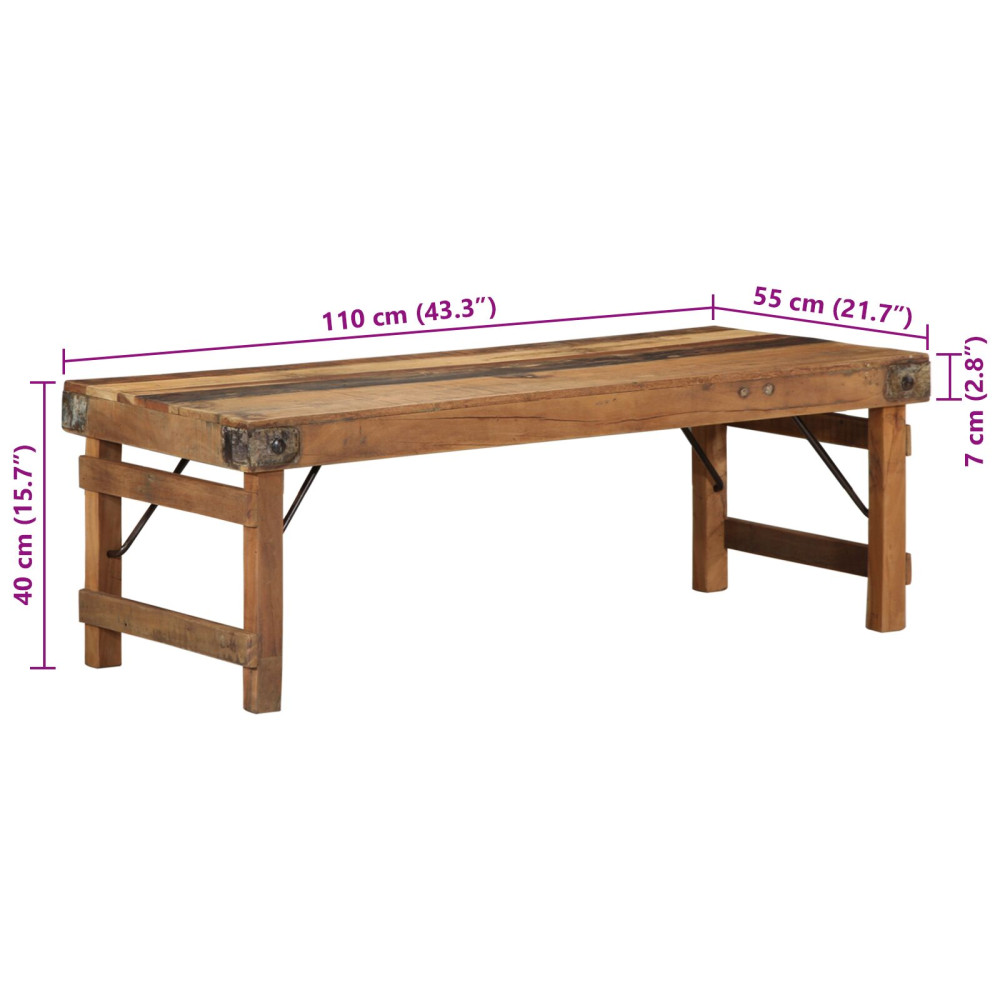 Produktbild för Kaffeebord Brun 110 x 55 x 40 cm Solid återvunnen trä