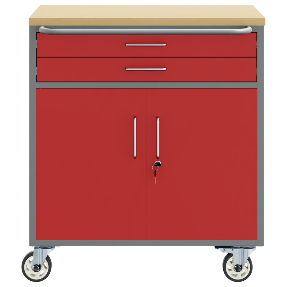 Produktbild för Rullbord Arbetsbänk med låda Röd och Grå 75 x 45 x 85 cm