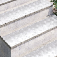 Produktbild för Trappsteg Rektangulär 2 pcs Silver 100 x 25 cm Aluminium