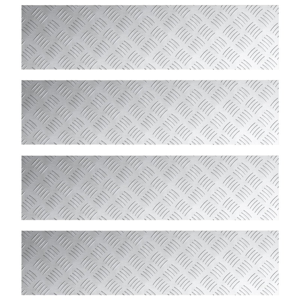 Produktbild för Trappsteg Rektangulär 4 pcs Silver 100 x 25 cm Aluminium