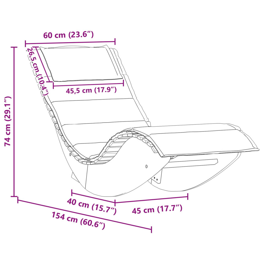 Produktbild för Solstol med kudde 2-person 2 pcs Brun Massivt Akaciaträ