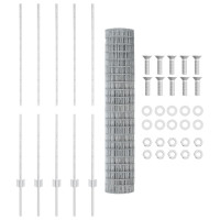 Produktbild för Euro Staket med Stöd 10 x 1,4 m Galvaniserat stål Silver Mesh