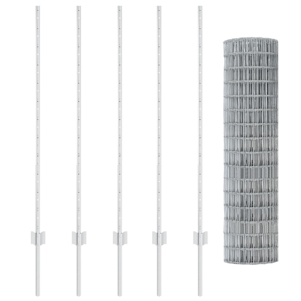 Produktbild för Euro Staket med Stöd 10 x 1,2 m Galvaniserat stål Silver Mesh