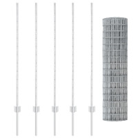 Produktbild för Euro Staket med Stöd 10 x 1,2 m Galvaniserat stål Silver Mesh
