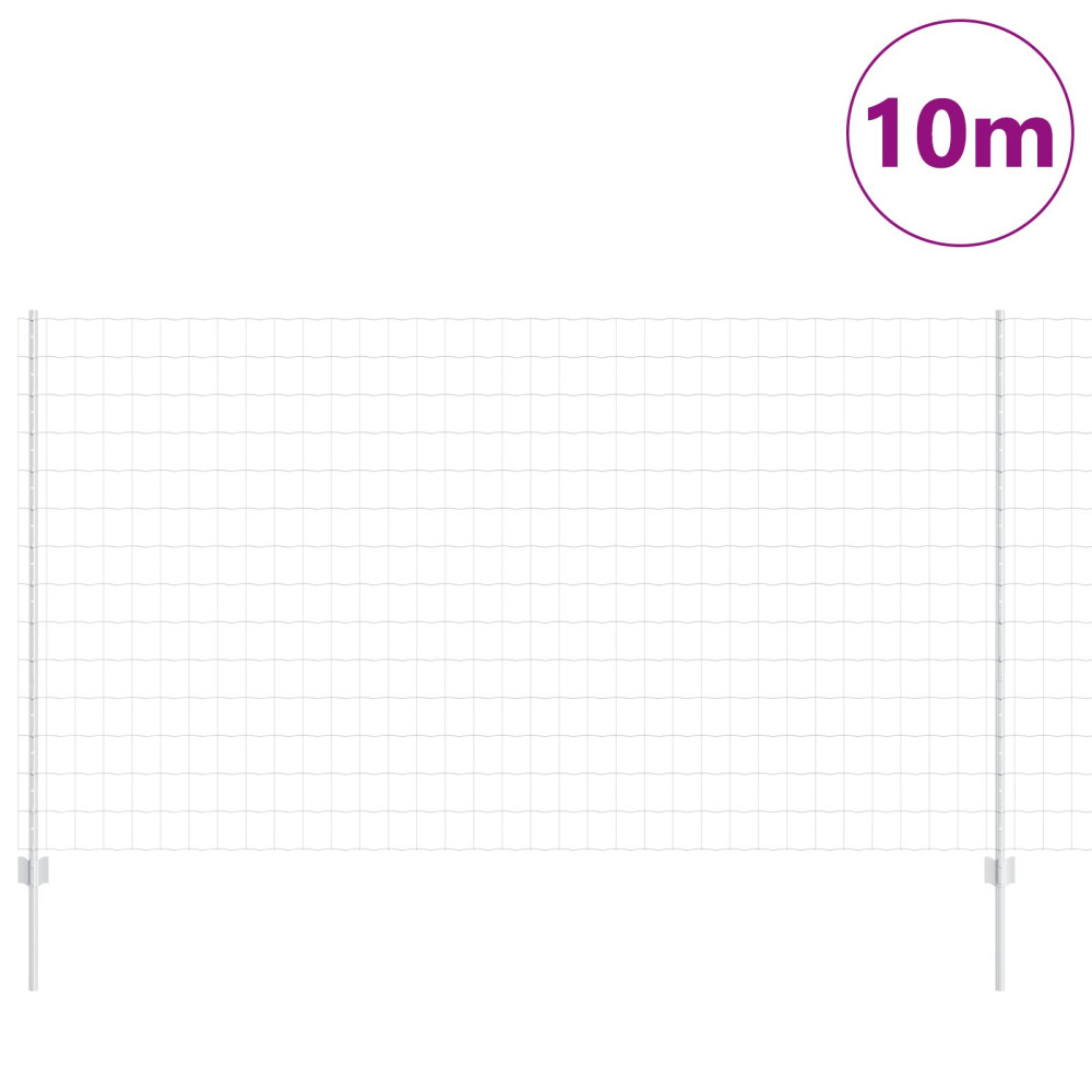 Produktbild för Euro Staket med Stöd 10 x 1,4 m Galvaniserat stål Silver Mesh