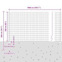 Produktbild för Euro Staket med Stöd 10 x 1,6 m Galvaniserat stål Silver Mesh