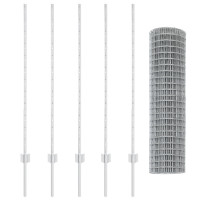 Produktbild för Euro Staket med Stöd 10 x 1,2 m Galvaniserat stål Silver Mesh