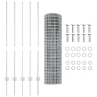 Produktbild för Euro Staket med Stöd 10 x 1,2 m Galvaniserat stål Silver Mesh