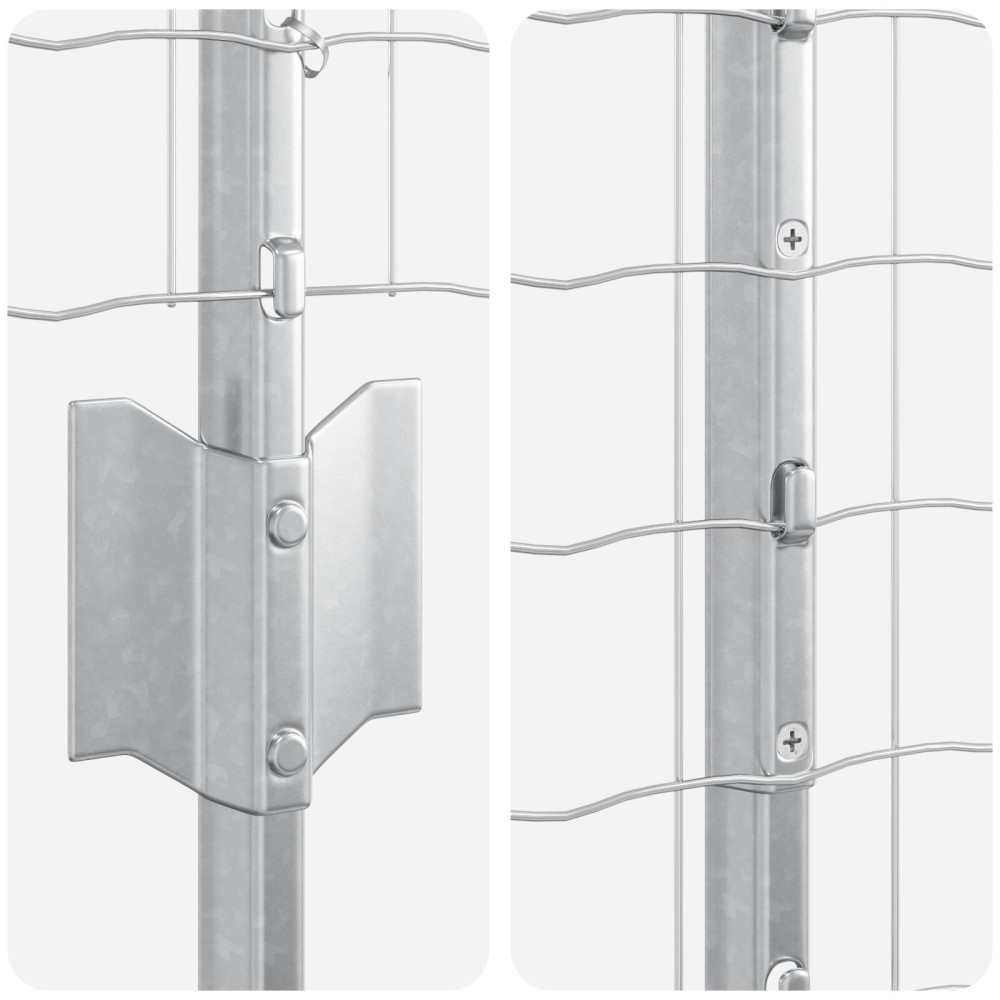 Produktbild för Euro Staket med Stöd 10 x 1,2 m Galvaniserat stål Silver Mesh