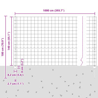Produktbild för Euro Staket med Stöd 10 x 1,4 m Galvaniserat stål Silver Mesh