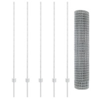 Produktbild för Euro Staket med Stöd 10 x 1,4 m Galvaniserat stål Silver Mesh
