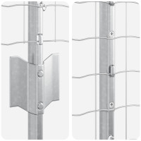 Produktbild för Euro Staket med Stöd 10 x 1,4 m Galvaniserat stål Silver Mesh
