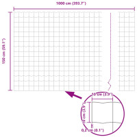 Produktbild för Euro Staket med Stöd 10 x 1,5 m Galvaniserat stål Silver Mesh