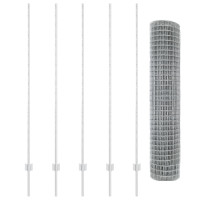 Produktbild för Euro Staket med Stöd 10 x 1,5 m Galvaniserat stål Silver Mesh